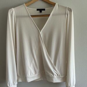 Banana Republic Women’s Elegant Cream Wrap Top Blouse NWOT